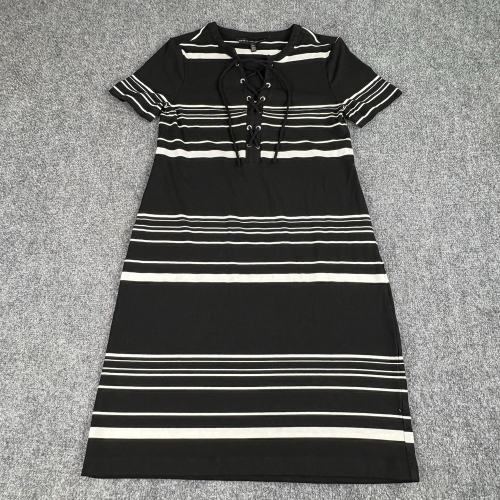 WHBM Dress XS Striped‎ Lace-Up Nautical Preppy Y2K Chic Parisian Festival